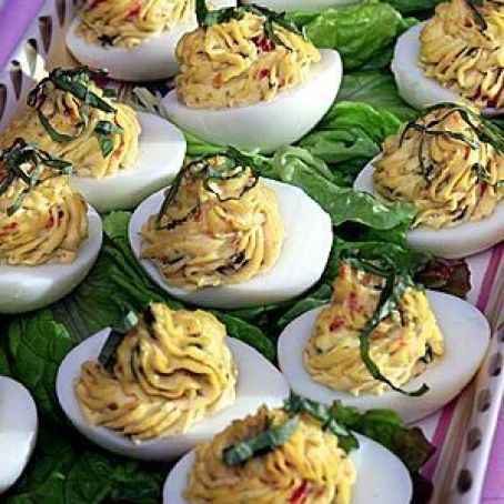 Sun-Dried Tomato Stuffed Eggs