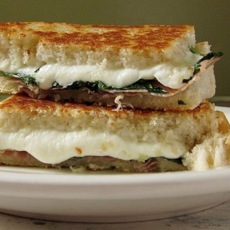 Grilled Cheese with Mozarella, Kale and Proscuitto