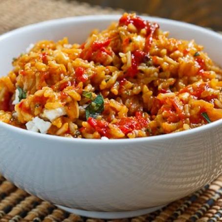 Roasted Red Pepper and Feta Rice