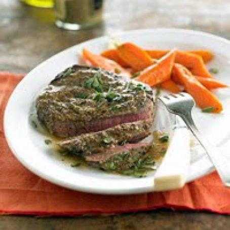 Mustard-Crusted Steaks with Herb Butter