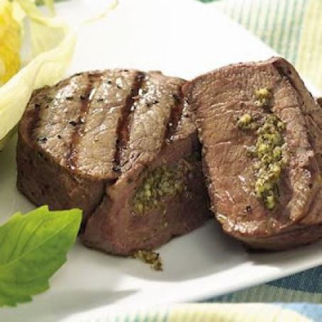 Grilled Pesto-Stuffed Tenderloin Steaks