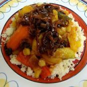 Moroccan Couscous with 8 Vegetables and Tfaya