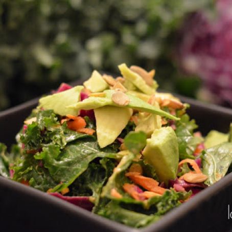 Salad - Kale Cabbage Salad with Sweet Tahini Dressing