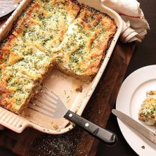 Creamy Brussels Sprouts and Mushroom Lasagna