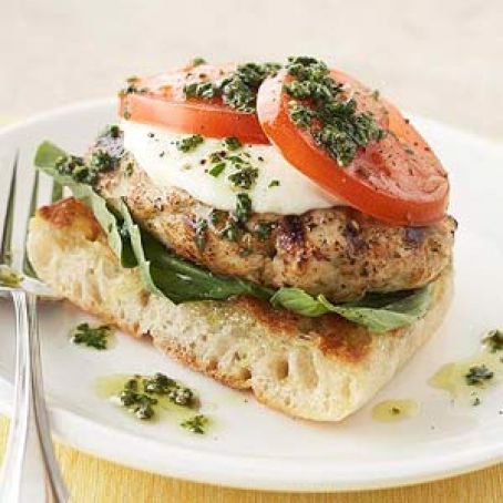 Open-Face Pesto-Chicken Burgers