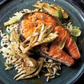 Salmon Steaks with Curried Fennel-Wine Sauce