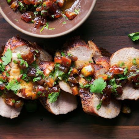 Pork Tenderloin with Date and Cilantro Relish