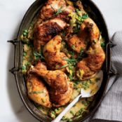 Vinegar-Braised Chicken with Leeks and Peas