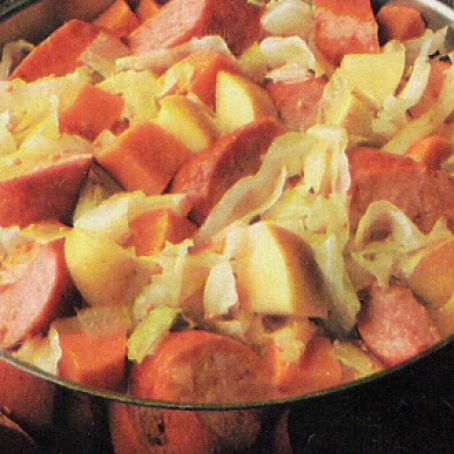 Smoked Sausage With Cabbage Sweet Potatoes And Apple