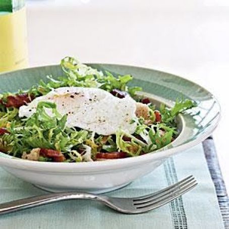 French Frisee Salad with Bacon and Poached Eggs