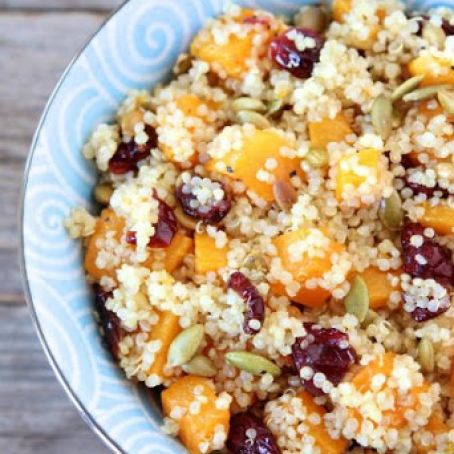 Quinoa Salad with Butternut Squash, Dried Cranberries & Pepitas
