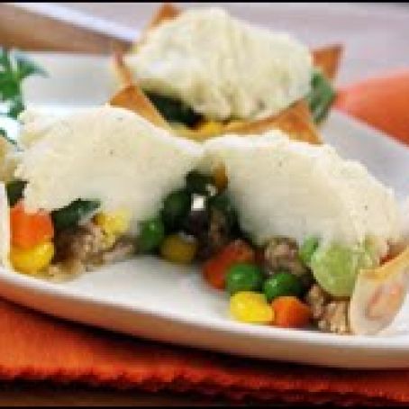 Petite Wonton-Bottomed Shepherd's Pies