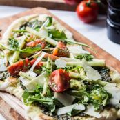 Pesto Flatbread with Microgreens Salad