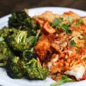 Chicken Parm Bake with Roasted Broccoli