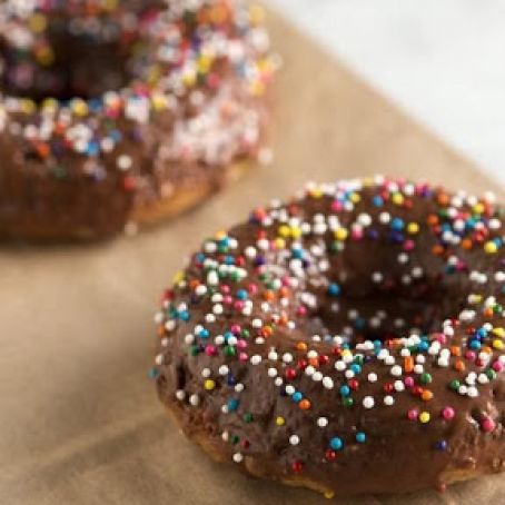 Baked Bourbon Chocolate Glazed Doughnuts