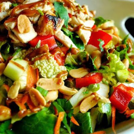 Thai Chicken Salad with Spicy Peanut Sauce
