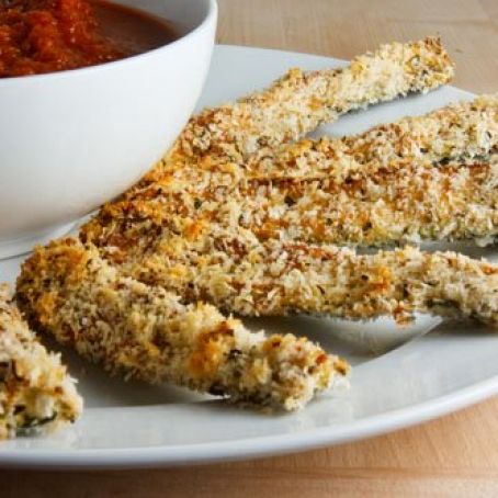 Parmesan Crusted Baked Zucchini Sticks with Marinara Sauce