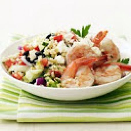 Greek Bulgar Salad with Shrimp