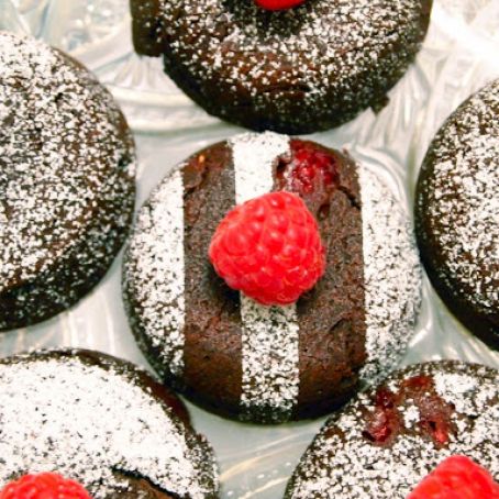 Fondants au chocolat-framboise - Raspberry-Chocolate Cakes