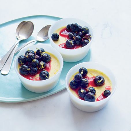 Sweet Corn Panna Cotta with Fresh Blueberry Compote