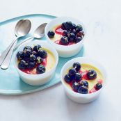 Sweet Corn Panna Cotta with Fresh Blueberry Compote