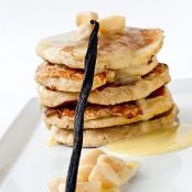 Banana Macadamia Nut Pancakes with White Chocolate Creme Anglaise