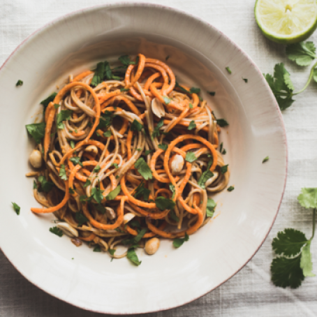 Spicy Peanut Sweet Potato Soba Noodles