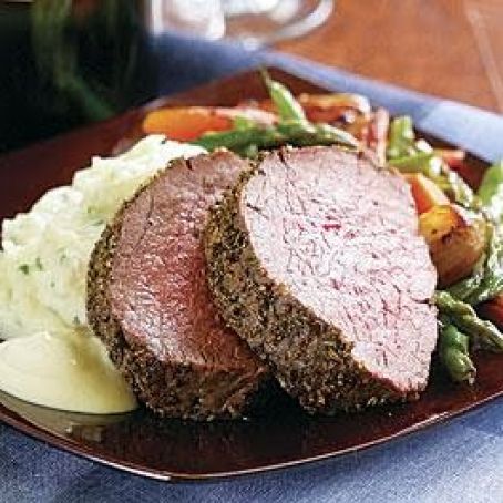 Fennel & Rosemary Beef Tenderloin with Creamy Mustard Sauce