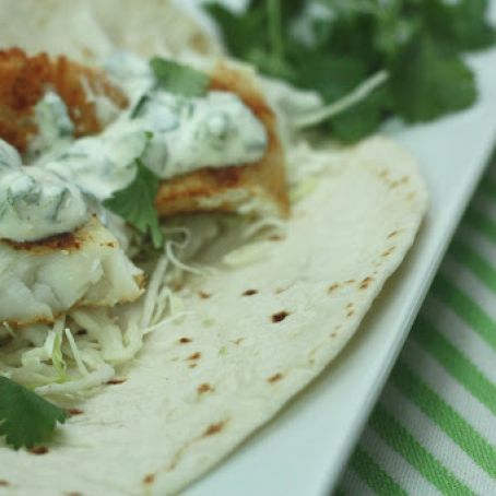 FISH****Fish Tacos with Lime-Cilantro Crema