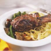 Braised Short Ribs with Tomatoes, Mushrooms, and Broccolini