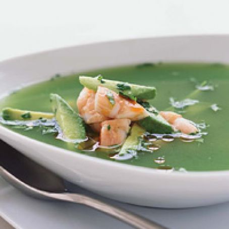 Chilled Cucumber Soup with Salt-Roasted Shrimp