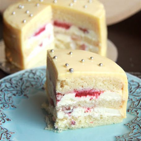 Lemon White chocolate Strawberry Layer Cake