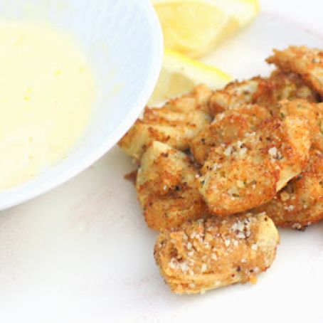Fried Artichokes with Lemon Garlic Sauce