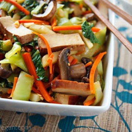 Bok Choy and Baked Tofu Stir-Fry in Ginger-Citrus Sauce