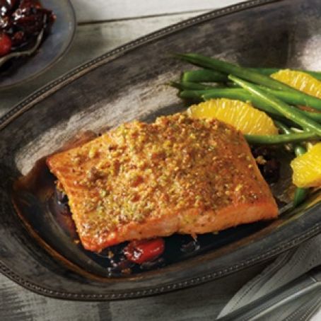 Pistachio-Crusted Salmon with Cherries