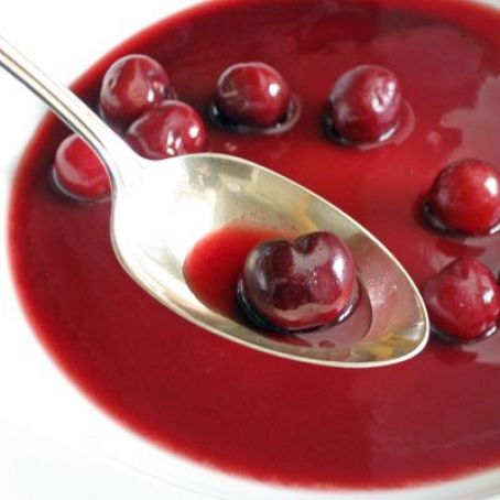Fresh Cherry Soup with Cool Mint
