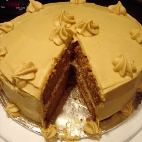 Pumpkin Cake with Butterscotch Filling and Brown Sugar Frosting