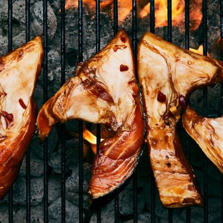 Chili-Glazed Grilled Salmon Collar