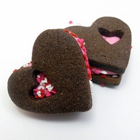 Chocolate Valentine Heart Filled Cookies
