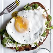 Open-Faced Sandwiches with Ricotta, Arugula, and Fried Egg