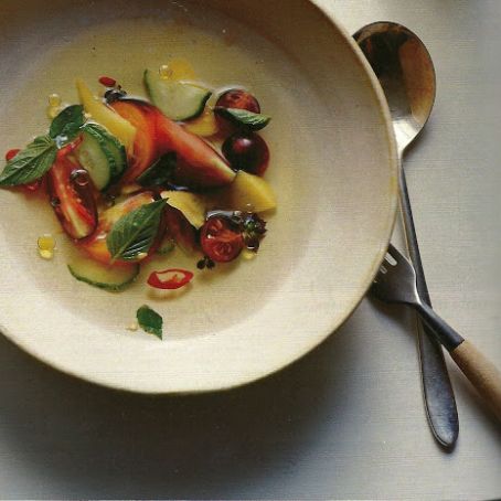 Tomato and Mango Salad with Chiles and Tomato Essence
