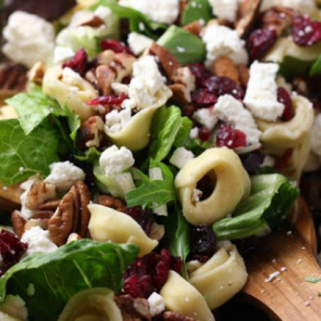tortellini salad with cranberries, pecans and feta