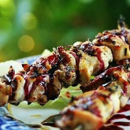 Rosemary Chicken Skewers with Berry Sauce