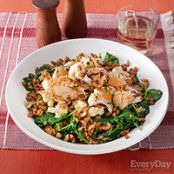 Cheesy Roasted Cauliflower and Garlicky Farro with Kale and Hazelnuts