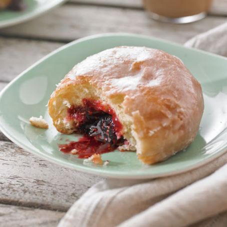 Lemon-Glazed Raspberry Jam Doughnuts