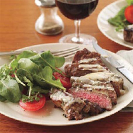 Sage-Chive Steaks with Arugula Salad