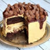 Chocolate- Peanut Butter Cup Cheesecake Cake