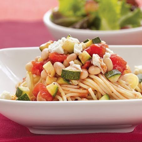 Spaghetti with Zucchini and Beans