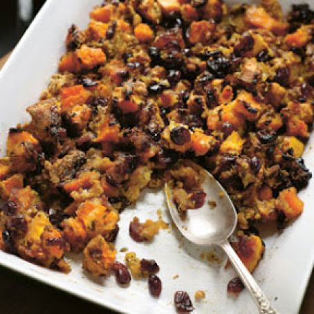 Butternut Squash, Apple, and Cranberry Gratin