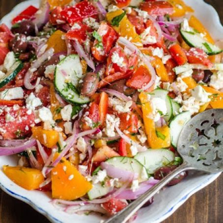 Tomato Salad with Red Onion, Dill, and Feta